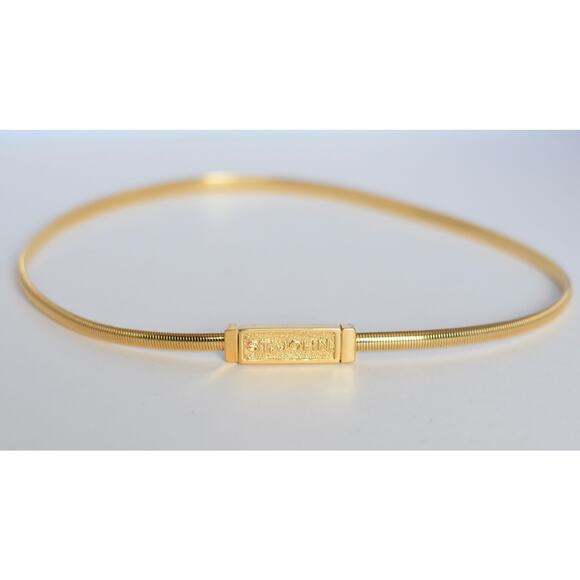 Signature ST. JOHN Knit Gold Tone Metal Stretch Skinny Waist Belt 25\